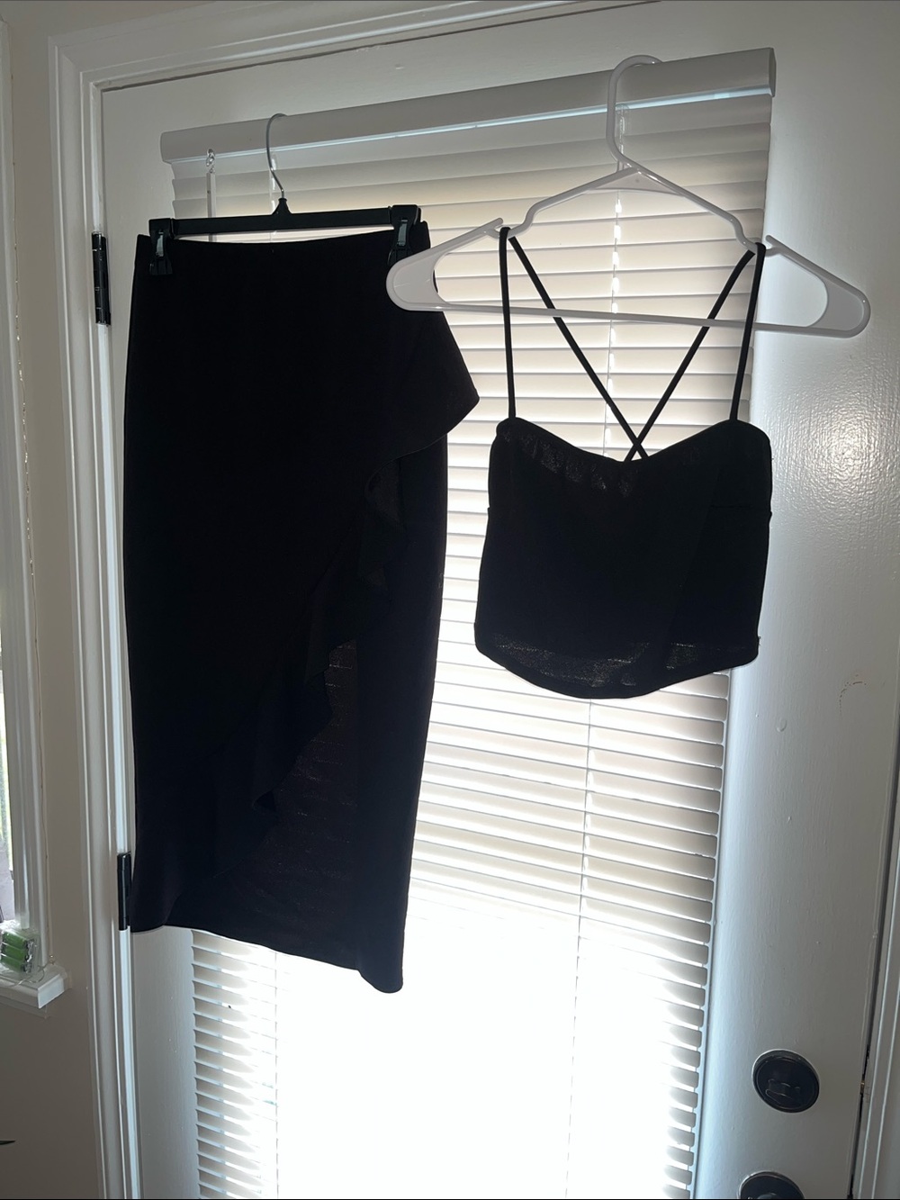 Windsor Black Cropped Tank and Ruffle Midi Skirt - Women (set)